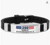 USA 250 Years of Independence Patriotic Flag Silicone Bracelet
