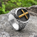 Vintage Cross Signet Ring, Religious Faith Men’s Ring