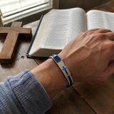 Three‑Row Braided Wire Cross Stainless Steel Men's Bracelet