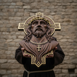 Jesus Christ Wood Carving: Crown of Thorns and Cruciform Halo | Sacred Home Blessing