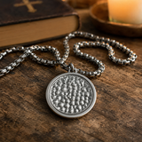 Two-Tone St. Michael Archangel Protection Medal Stainless Steel Necklace - size and finish detail