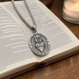 Two Tone Gold Silver Sacred Heart of Jesus Oval Stainless Steel Necklace
