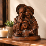 Holy Family Round Wooden Tabletop Ornament - design detail