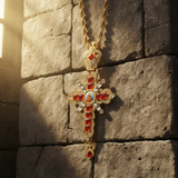 Cross Against Church Stone Wall