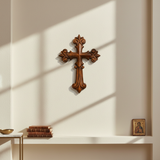 Cross on cream living room wall