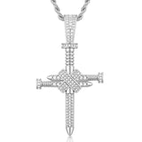Handcrafted silver-plated copper nail cross pendant - hip-hop style religious necklace - BGCOPPER