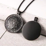 Amulet seal Solomon hexagram 12 signs of the zodiac pendant stainless steel necklace - BGCOPPER