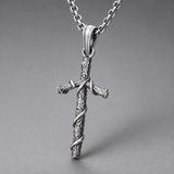 Vintage Thorn-Wrapped Cross Necklace – Christian Faith Pendant for Men and Women