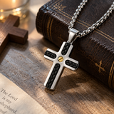 Braided Inlay Cross Necklace – Modern Christian Pendant for Men