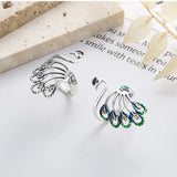 Peacock Surround Size Adjustable Opening 925 Sterling Silver Women's Ring - BGCOPPER