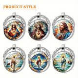 Jesus Stained Glass Style Keychain | Zinc Alloy Faith Token (Buy 2 Get 1 Free, Share With Family)