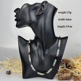 Men's Cross Byzantine Chain Titanium Steel Set, Christian Faith Bracelet & Necklace, Vintage Hollow Cross Religious Jewelry