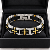 Men's Stainless Steel Cross Bracelet – Christian Faith Jewelry | Silver & Gold-Tone Options