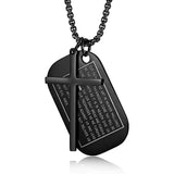 Stainless Steel Dog Tags Cross Necklaces for Men Prayer Cross Necklace Military Rolo Chain 3mm 24 Inch - BGCOPPER