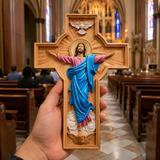October New Release: Hand-Carved Painted Wood Cross — The Ascension of Christ