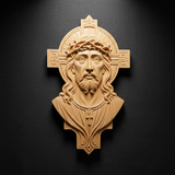 Jesus Christ Wood Carving: Crown of Thorns and Cruciform Halo | Sacred Home Blessing