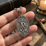 Saint Michael the Archangel 925 Sterling Silver Pendant Necklace—Christian Medal Featuring Sword and Shield Motifs