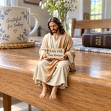 I Am with You Always Seated Jesus Figurine – Christian Faith Reminder Decor