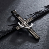 Lord’s Prayer Engraved Cross Pendant with Rotating Ring