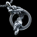Handmade Odin Raven Huginn and Muninn Necklace, Viking Raven Pendant, Gift for Viking Mythology Lovers, Norse Mythology Raven Necklace - BGCOPPER
