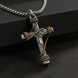 Hand-Wrapped Antique Copper Cross Necklace – Christian Faith Pendant