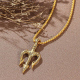 Poseidon Trident Necklace Men's Lucky Charm - BGCOPPER