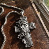 S925 Sterling Silver Jesus Crown of Thorns Cross Pendant – Christian Faith Necklace