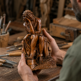 Boxwood "Crown of Thorns" Jesus Meditation Sculpture - Hand-carved Spiritual Art | A Concrete Reminder o - product view