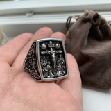 S925K Silver Handcrafted Jesus Crucifixion Scene Ring