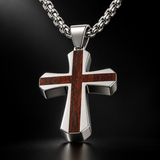 Christian Cross Necklace – Solid Rosewood & Titanium Steel Faith Pendant