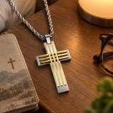 Modern Interwoven Stripe Cross Necklace – Bold Faith, Urban Style