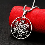 Stainless Steel Metatron's Cube Necklace Pendant Sacred Geometry Amulet Jewelry - BGCOPPER