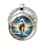 Jesus Stained Glass Style Keychain | Zinc Alloy Faith Token (Buy 2 Get 1 Free, Share With Family)