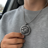 Vintage Double-Sided Embossed Bald Eagle Medal Stainless Steel Men’s Necklace