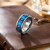 Glow In The Dark Viking Elder Futhark Rune Rotatable Spinner Stainless Steel Anxiety Relief Ring