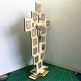 Vertical Solid Wood Carved Jesus Resurrection Cross - BGCOPPER