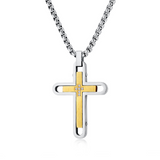 Layered Rotatable Double Cross Pendant Necklace