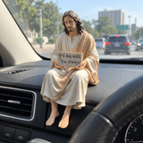 I Am with You Always Seated Jesus Figurine – Christian Faith Reminder Decor