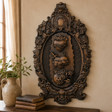 Three Sacred Hearts of the Holy Family Wall Hanging Art work Personalized Religious Gift wooden decor - design detail