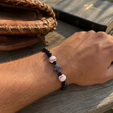 Sports Faith Baseball Bead Cross Adjustable Braided Bracelet