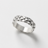 Heavy Hammered Scale Braided Texture Stainless Steel Comfort Fit Band Ring