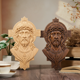 Jesus Christ Wood Carving: Crown of Thorns and Cruciform Halo | Sacred Home Blessing