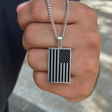 🇺🇸 American Flag Dog Tag Pendant Necklace