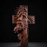 Jesus Crown of Thorns Beechwood Cross - gift presentation