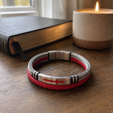 Two‑Layer Braided Leather Cross Bracelet - craftsmanship detail