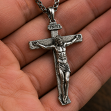 INRI Jesus Crucifix Cross Pendant Necklace - craftsmanship detail