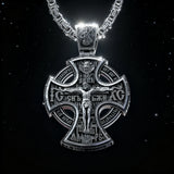 Double-Sided Silver Crucifix and St. Michael Pendant - craftsmanship detail