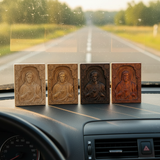 Sacred Heart of Jesus Hand-Carved Wood Magnet - 4 Premium Wood Tones for Home, Car & Office
