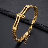 Minimalist Double‑Row Chain Bar Stainless Steel Bracelet