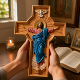 October New Release: Hand-Carved Painted Wood Cross — The Ascension of Christ